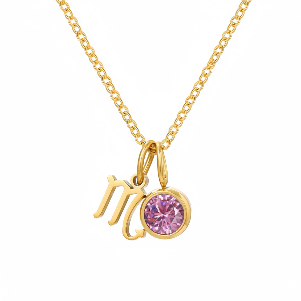 Zodiak Geburtsstein-Kette „Aura“ – Personalisierte Sternzeichen-Halskette