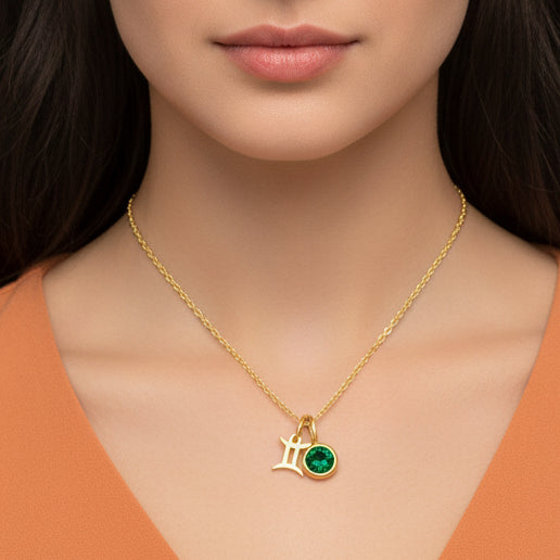 Zodiak Geburtsstein-Kette „Aura“ – Personalisierte Sternzeichen-Halskette