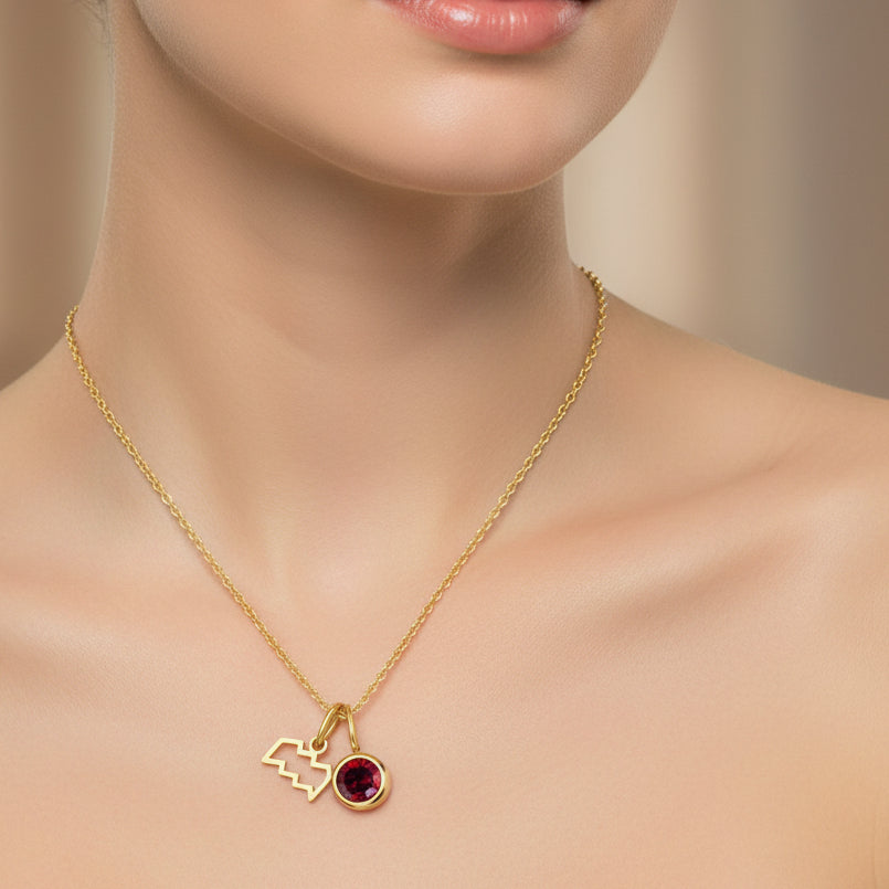 Zodiak Geburtsstein-Kette „Aura“ – Personalisierte Sternzeichen-Halskette