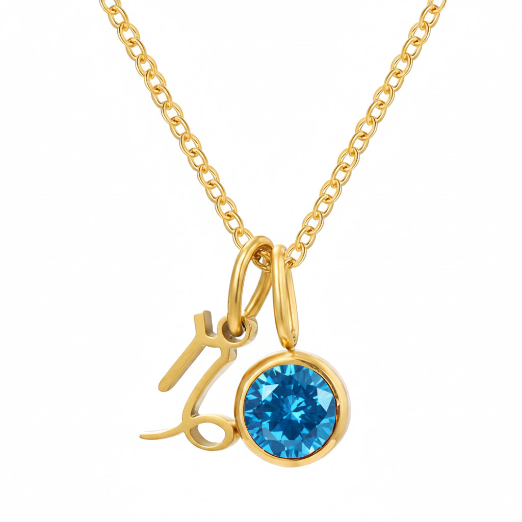 Zodiak Geburtsstein-Kette „Aura“ – Personalisierte Sternzeichen-Halskette