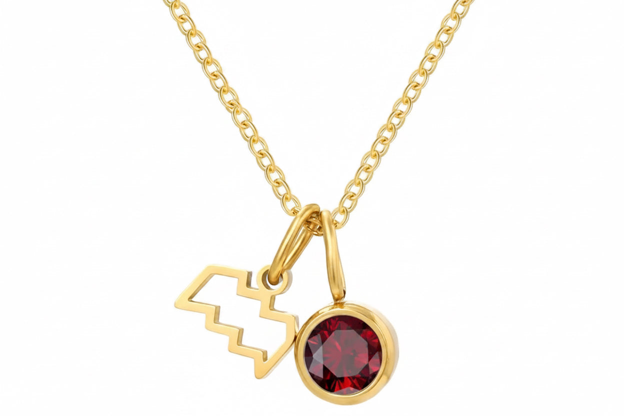 Zodiak Geburtsstein-Kette „Aura“ – Personalisierte Sternzeichen-Halskette
