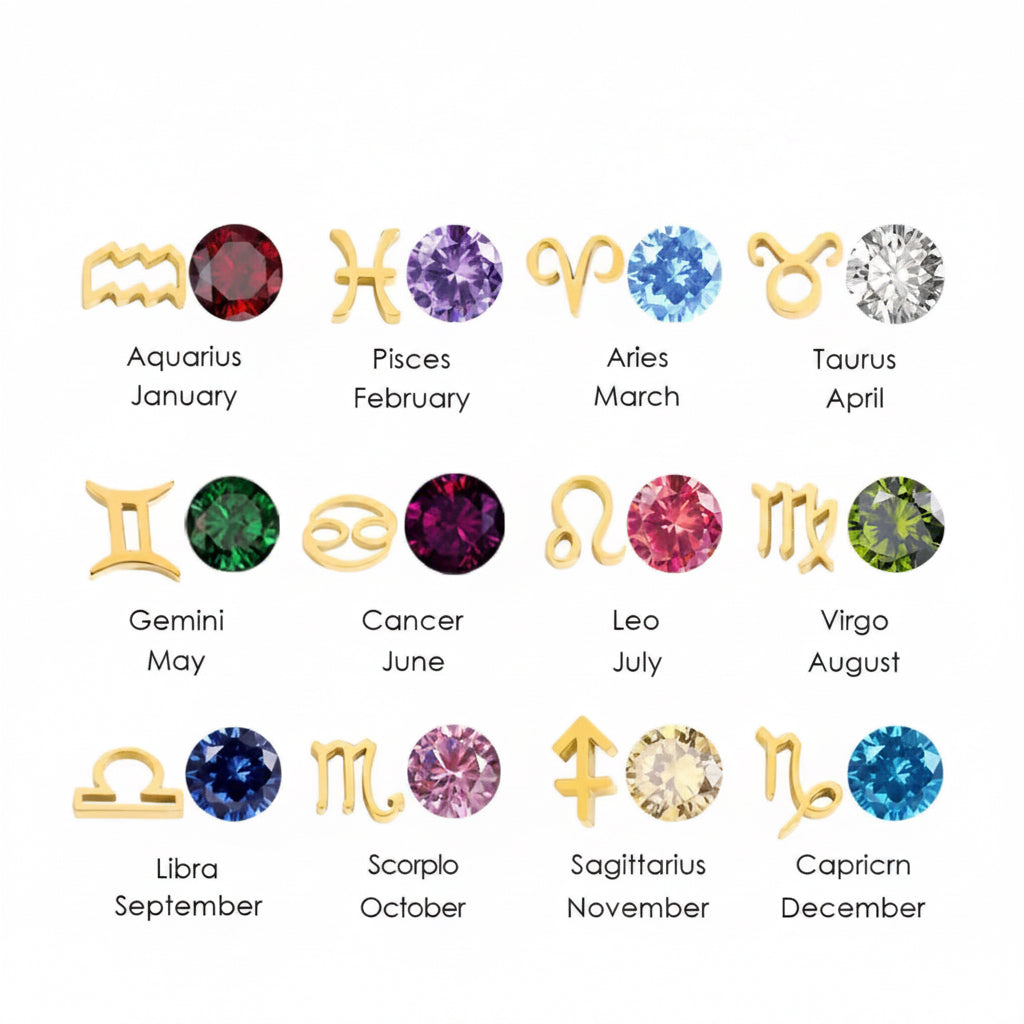 Zodiak Geburtsstein-Kette „Aura“ – Personalisierte Sternzeichen-Halskette