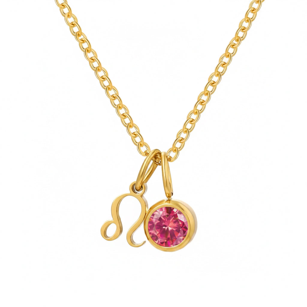 Zodiak Geburtsstein-Kette „Aura“ – Personalisierte Sternzeichen-Halskette