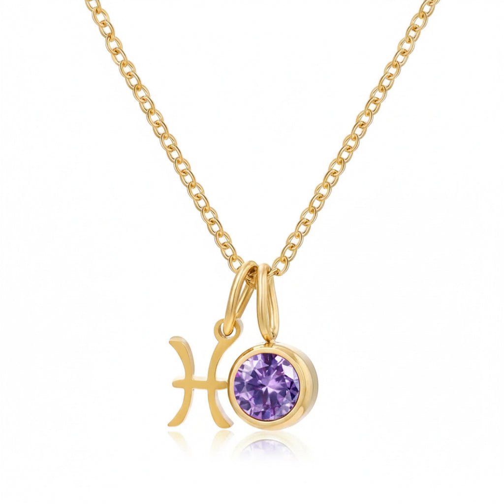 Zodiak Geburtsstein-Kette „Aura“ – Personalisierte Sternzeichen-Halskette