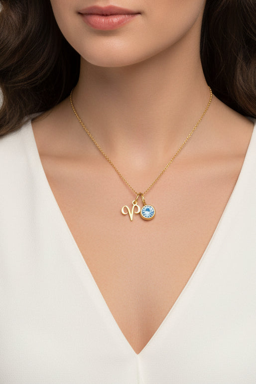 Zodiak Geburtsstein-Kette „Aura“ – Personalisierte Sternzeichen-Halskette