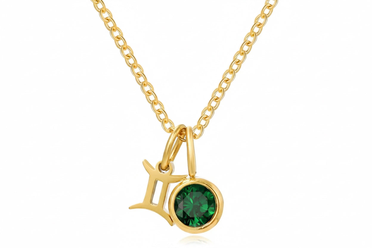 Zodiak Geburtsstein-Kette „Aura“ – Personalisierte Sternzeichen-Halskette